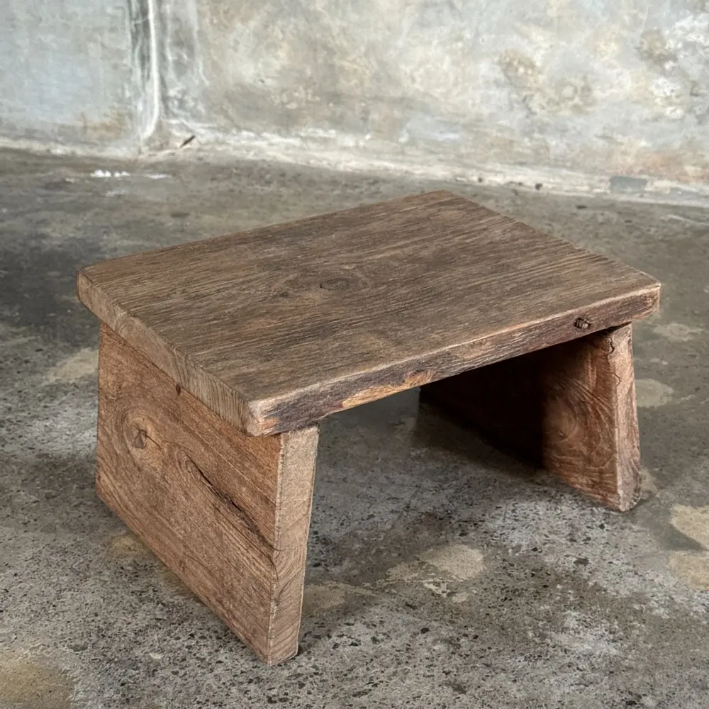 Tabourets - Petit tabouret d'appoint en teck ancien clair (3279) - OFFICE OBJETS