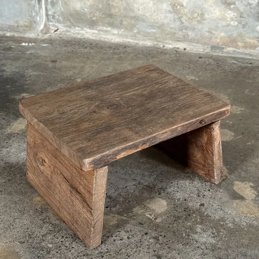 Tabourets - Petit tabouret d'appoint en teck ancien clair (3279) - OFFICE OBJETS