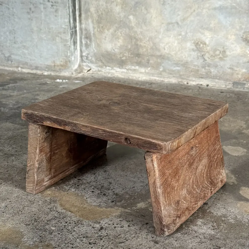 Tabourets - Petit tabouret d'appoint en teck ancien clair (3279) - OFFICE OBJETS