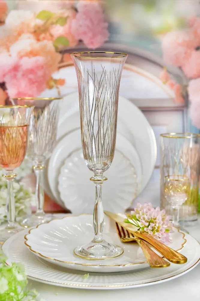 Verres à pied - Boucle de champagne 6ct Bloom Gold-BGA - COMBI POLAND GLASS DECORATOR