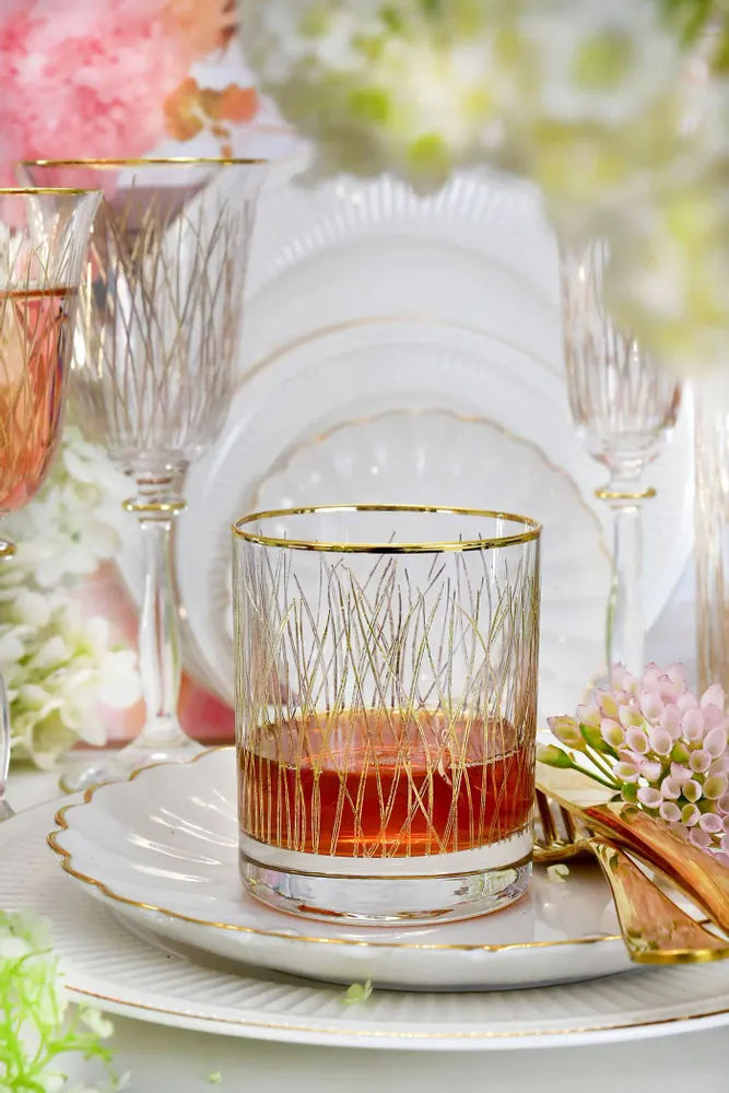 Verres - Verres à whisky dorés 6 pièces Bloom Gold-BGE - COMBI POLAND GLASS DECORATOR