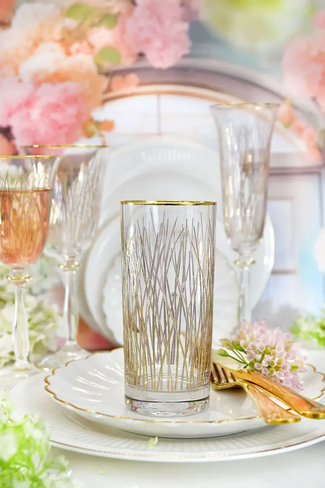 Verres - verres à boire dorés élégants, 6 pièces Bloom Gold-BGD - COMBI POLAND GLASS DECORATOR