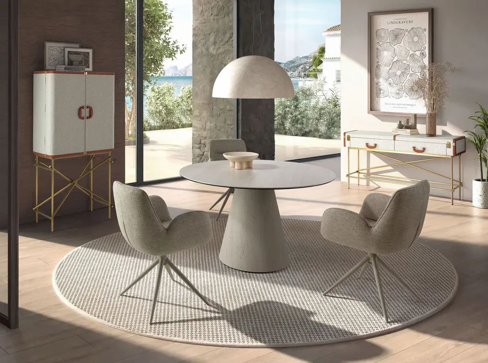 Console table - Rectangular console table, fabric, walnut and golden polished steel - ANGEL CERDÁ