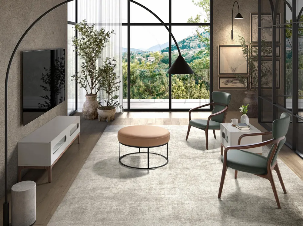 Tables de nuit - Table de chevet en bois gris et noyer avec éclairage intérieur - ANGEL CERDÁ