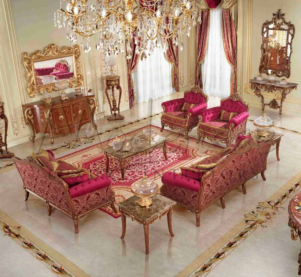 Sofas - Royal Cardinal Red Majlis - MODENESE LUXURY FURNITURE