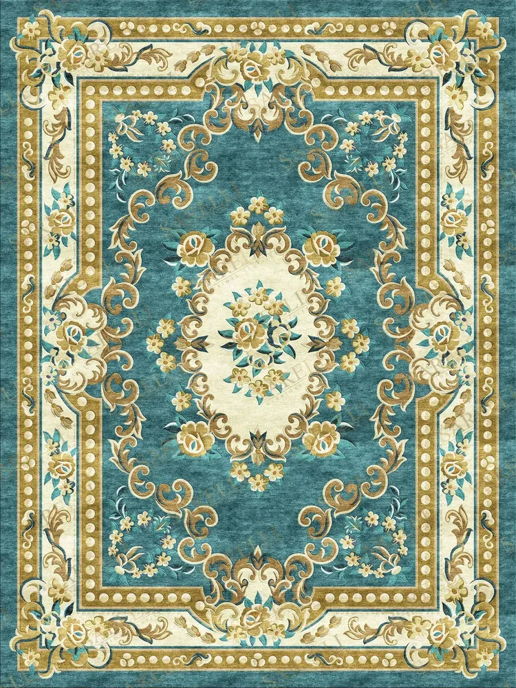 Classic carpets - Aubusson Collection- Baroque Pearl Rosette - SARELLI INTERIORS TEXTILES
