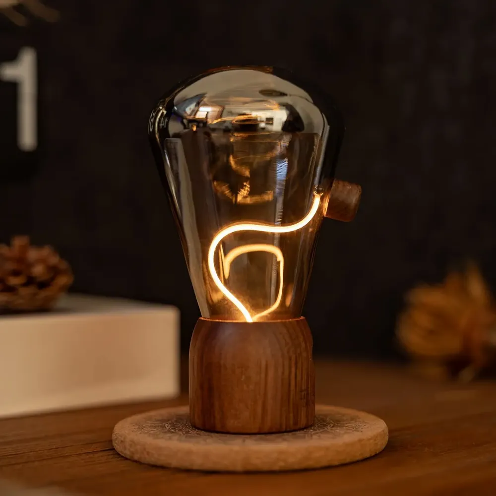 Lampes de bureau  - Bois de noyer naturel Opal Drift Light - GINGKO DESIGN