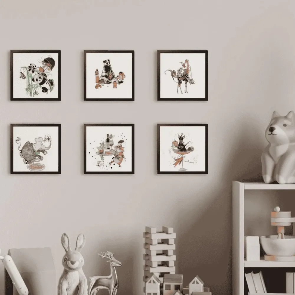 Autres décorations murales - Art mural imprimé texturé en bois « Mamma Mia » — Ensemble de 6 - UN POCO