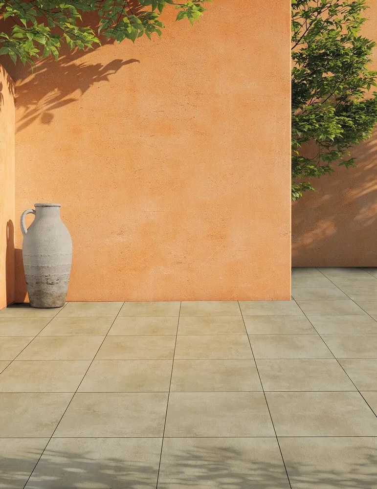 Revêtements sols extérieurs - Grès Cérame Effet Résine Ivoire Antidérapant 60X120 - ELCM065 (Ceramishop.fr) - CERAMISHOP