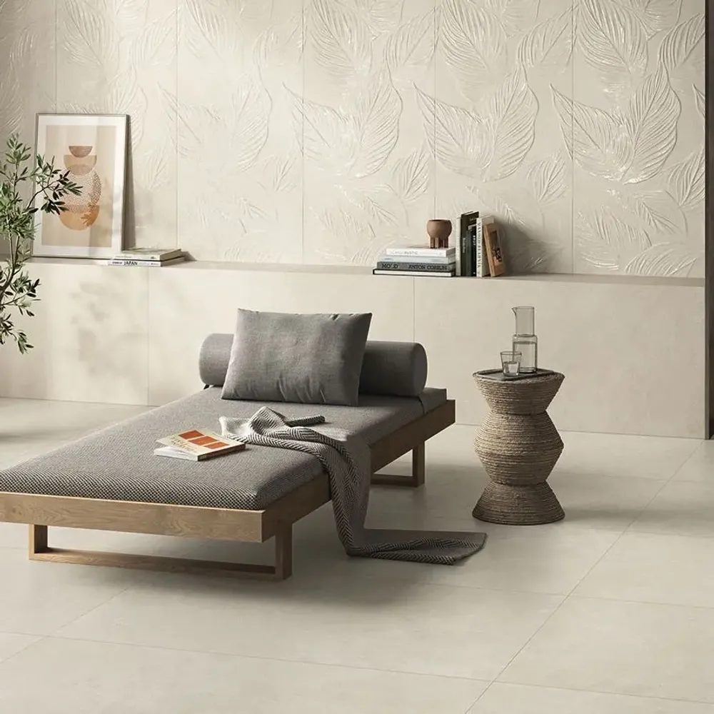 Indoor floor coverings - Ivory Concrete Effect Porcelain Tile 60X120 - Cs25116 (Ceramishop.fr) - CERAMISHOP