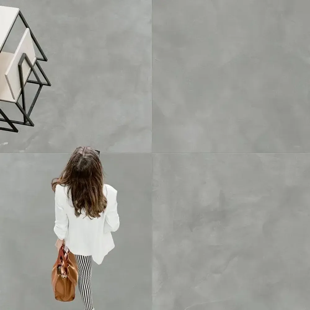 Indoor floor coverings - Modern Grey Concrete Effect Stoneware Flooring 100x100 - Cs25112 (Ceramishop.fr) - CERAMISHOP