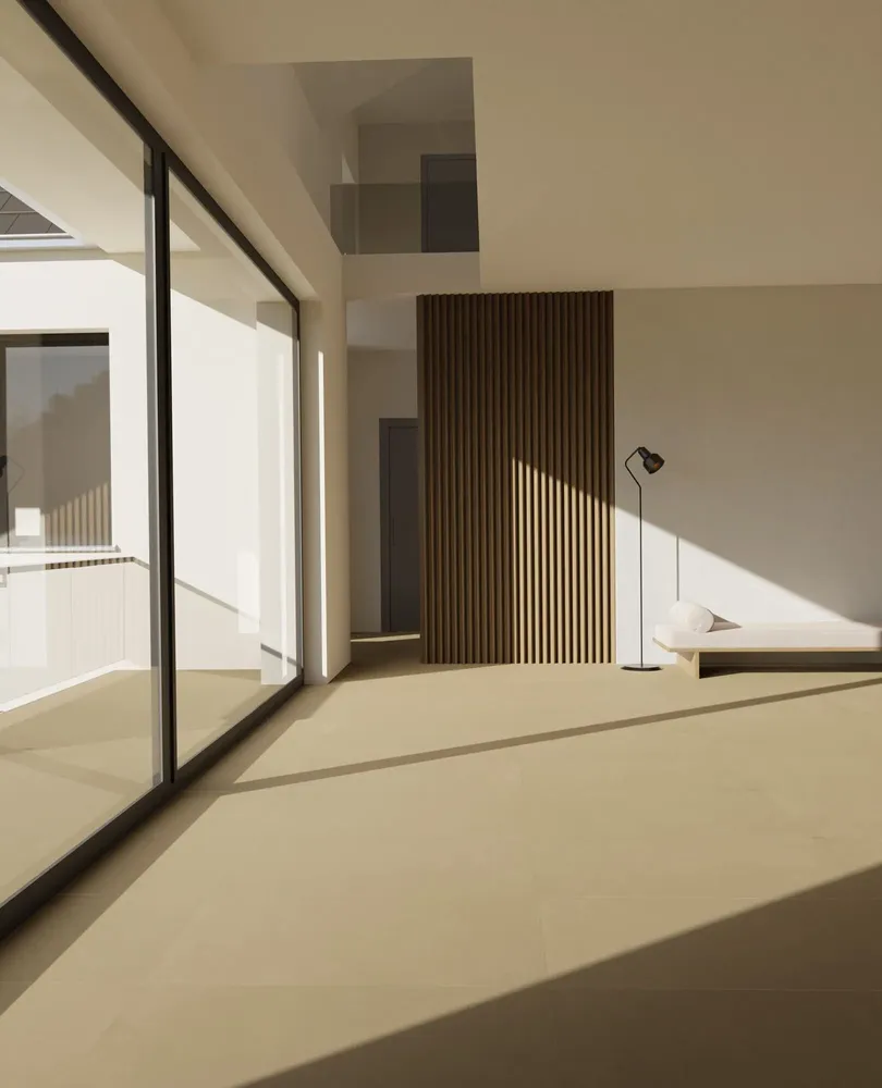 Indoor floor coverings - Contemporary Concrete Effect Porcelain Stoneware Dove Gray 60X120 - EMAN559 (Ceramishop.fr) - CERAMISHOP