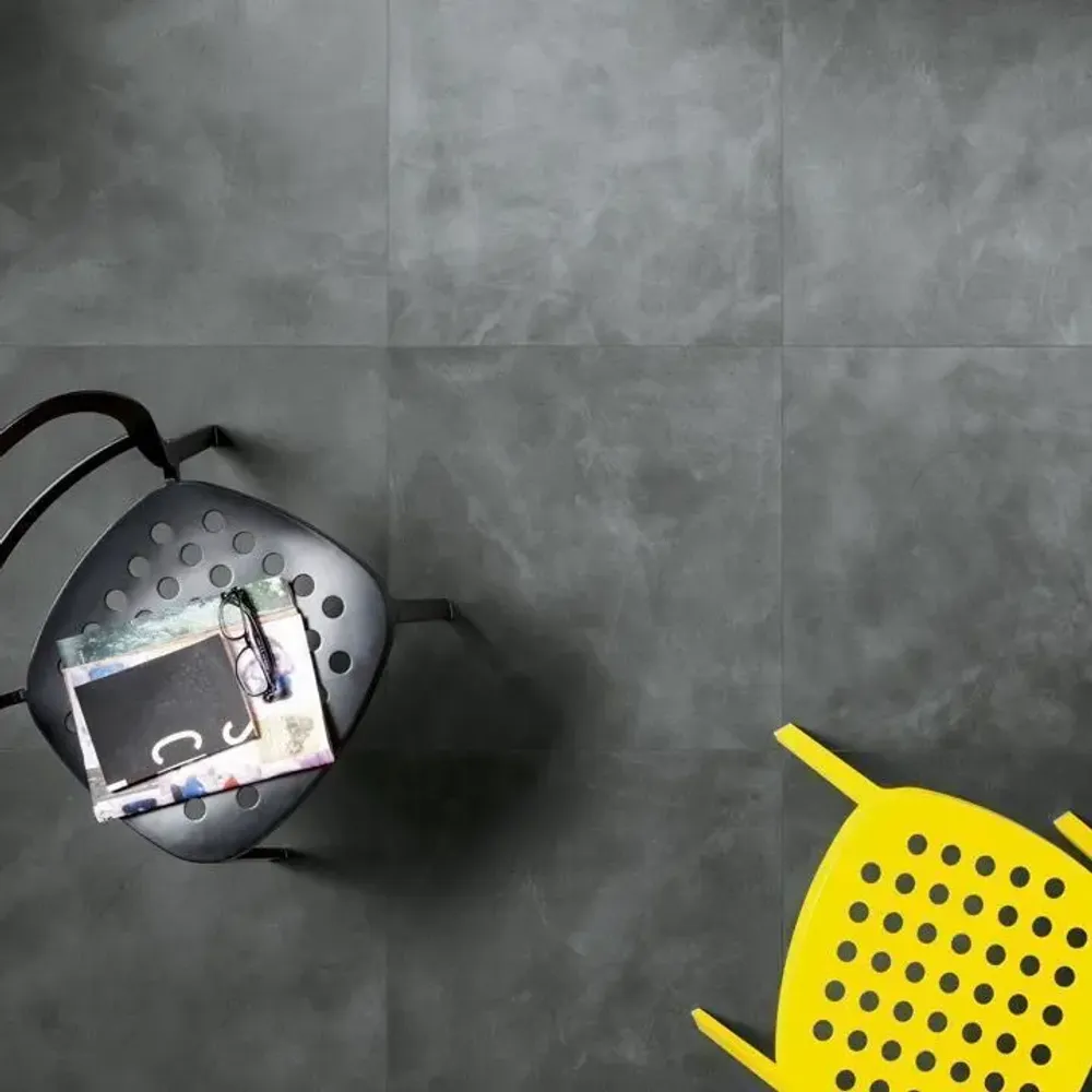 Revêtements sols intérieurs - Revêtement De Sol En Grès Effet Béton Moderne Noir 100X100 - Cs25114 (Ceramishop.fr) - CERAMISHOP