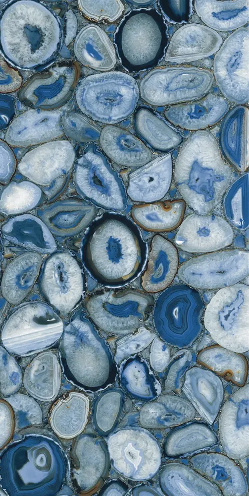 Revêtements sols intérieurs - Grès Cérame Effet Marbre Agate Bleu Brillant 60X120 - EABE1503 (Ceramishop.fr) - CERAMISHOP