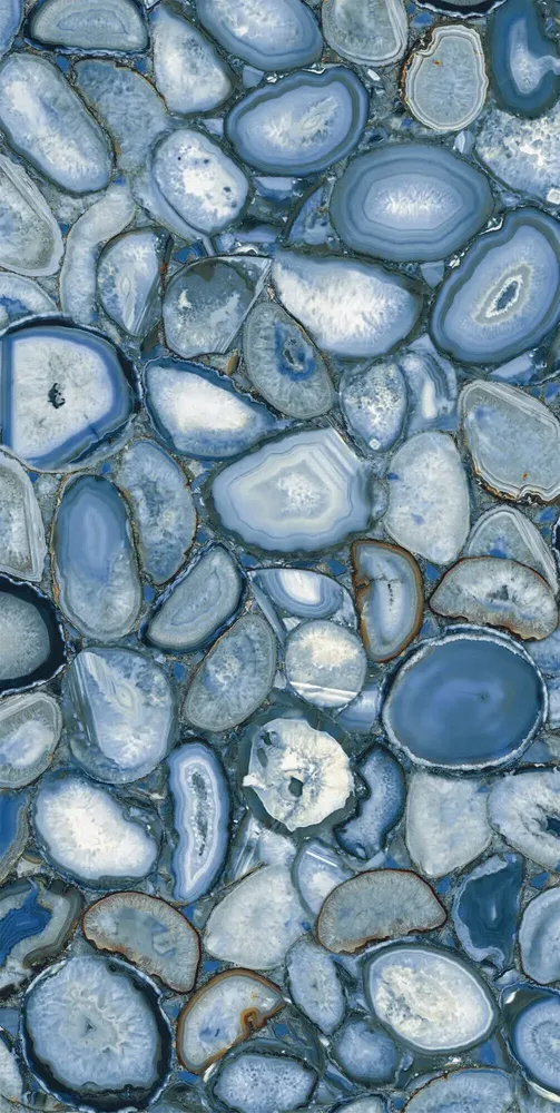 Revêtements sols intérieurs - Grès Cérame Effet Marbre Agate Bleu Brillant 60X120 - EABE1503 (Ceramishop.fr) - CERAMISHOP