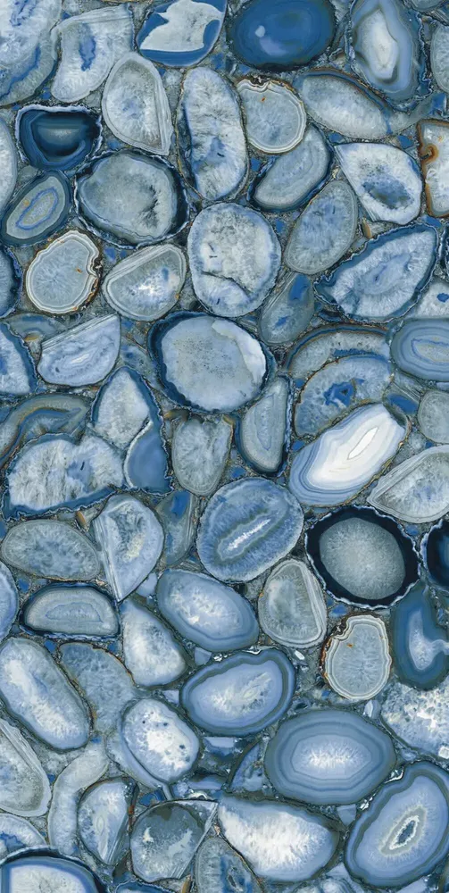 Revêtements sols intérieurs - Grès Cérame Effet Marbre Agate Bleu Brillant 60X120 - EABE1503 (Ceramishop.fr) - CERAMISHOP