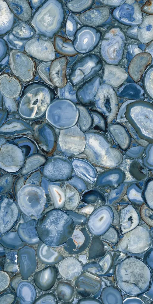 Revêtements sols intérieurs - Grès Cérame Effet Marbre Agate Bleu Brillant 60X120 - EABE1503 (Ceramishop.fr) - CERAMISHOP