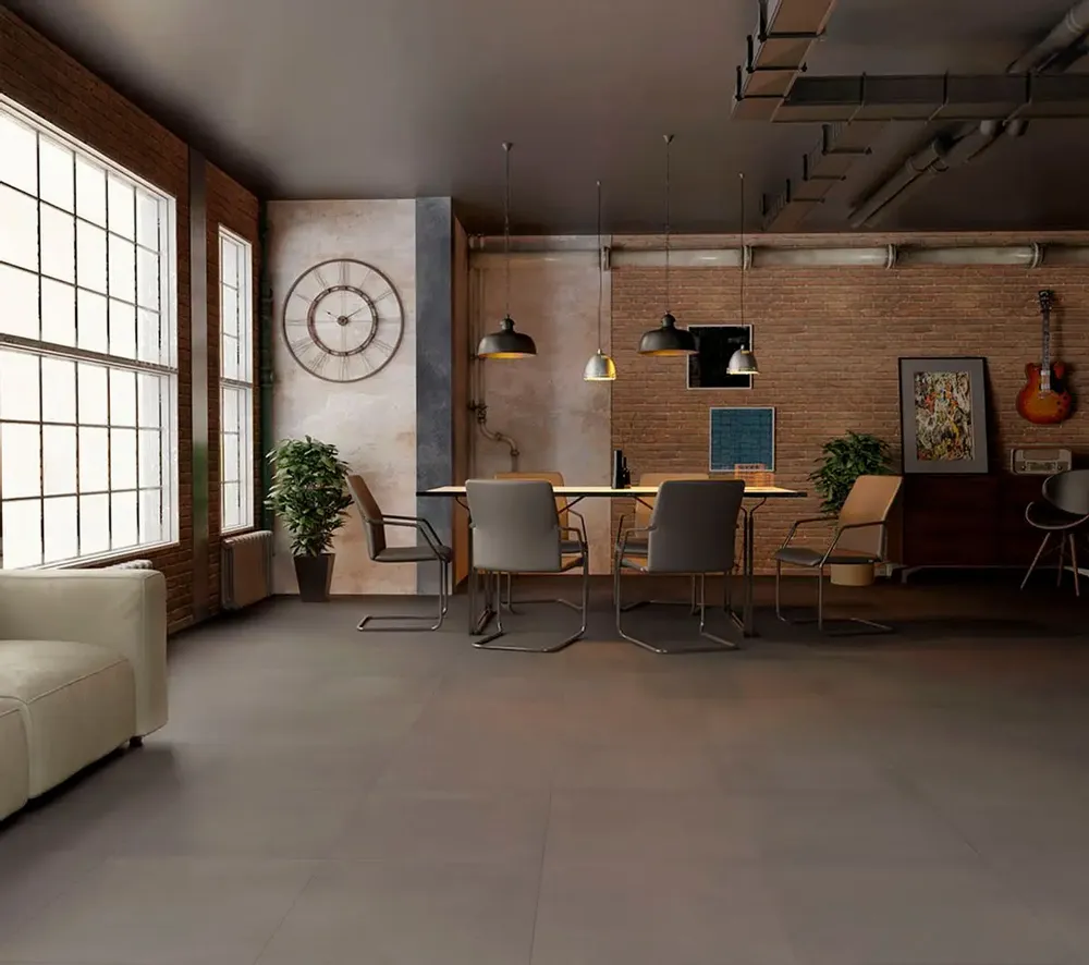 Revêtements sols intérieurs - Grès Cérame Effet Béton Contemporain Gris Foncé 60X60 - EMDY578 (Ceramishop.fr) - CERAMISHOP