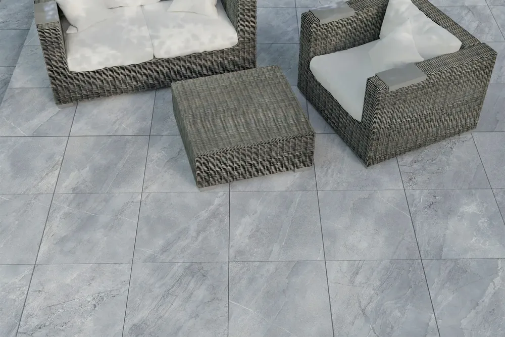 Outdoor floor coverings - Porcelain Stoneware with Jerusalem Stone Effect, Grey, Non-Slip, 60x60 - EAGY216 (Ceramishop.fr) - CERAMISHOP
