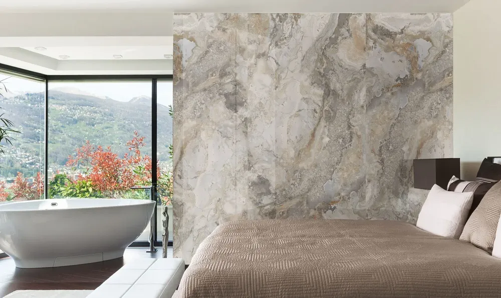 Indoor floor coverings - Glossy Cloudy Marble Effect Porcelain Stoneware 60X120 - EAMC201 (Ceramishop.fr) - CERAMISHOP