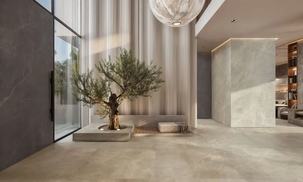 Indoor floor coverings - Light Grey Glossy Natural Marble Effect Porcelain Stoneware 60X120 - EAPL1521 (Ceramishop.fr) - CERAMISHOP