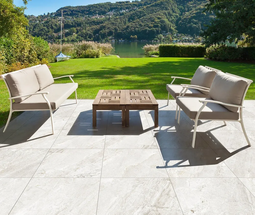 Outdoor floor coverings - White Jerusalem Stone Effect Porcelain Stoneware, Non-Slip, 60x60 cm - EAWE215 (Ceramishop.fr) - CERAMISHOP