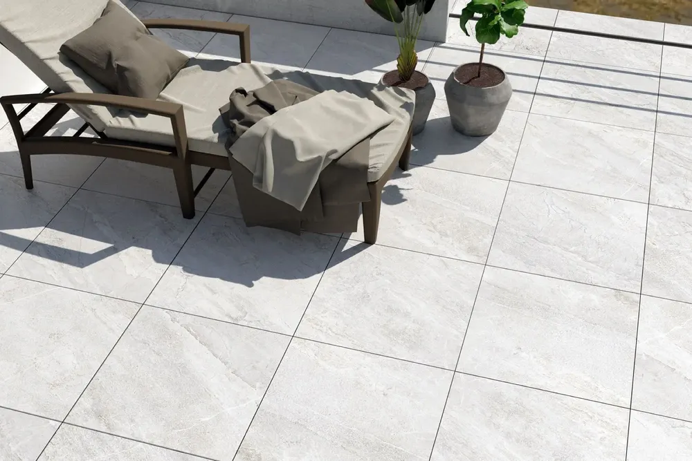 Outdoor floor coverings - White Jerusalem Stone Effect Porcelain Stoneware, Non-Slip, 60x60 cm - EAWE215 (Ceramishop.fr) - CERAMISHOP