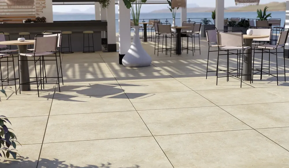 Outdoor floor coverings - Beige Concrete Effect Porcelain Stoneware, Non-Slip, 60x60 cm - EBBM008 (Ceramishop.fr) - CERAMISHOP
