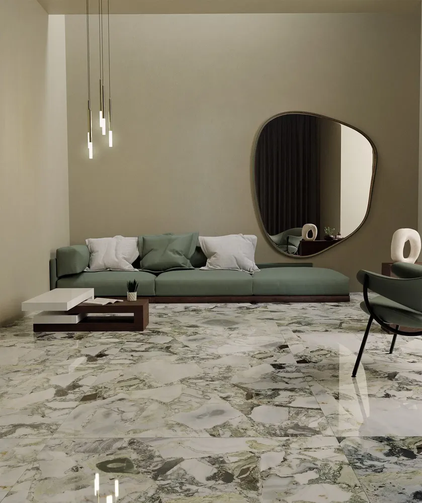 Revêtements sols intérieurs - Grès Cérame Effet Marbre Ocean White Brillant 60X120 - EWHB199 (Ceramishop.fr) - CERAMISHOP