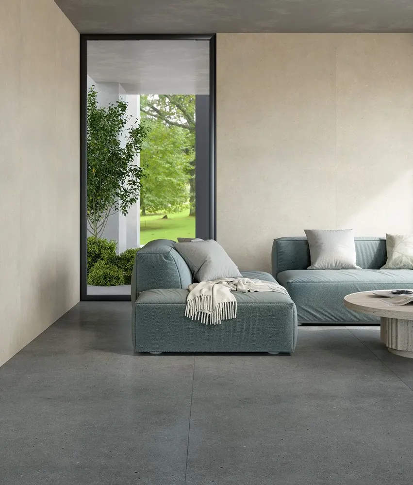 Indoor floor coverings - Matt Ash Grey Concrete Effect Porcelain Stoneware 60X120 - EBFE017 (Ceramishop.fr) - CERAMISHOP