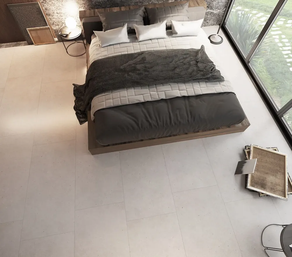 Indoor floor coverings - Matt White Concrete Effect Porcelain Stoneware 60X120 - EBFH001 (Ceramishop.fr) - CERAMISHOP