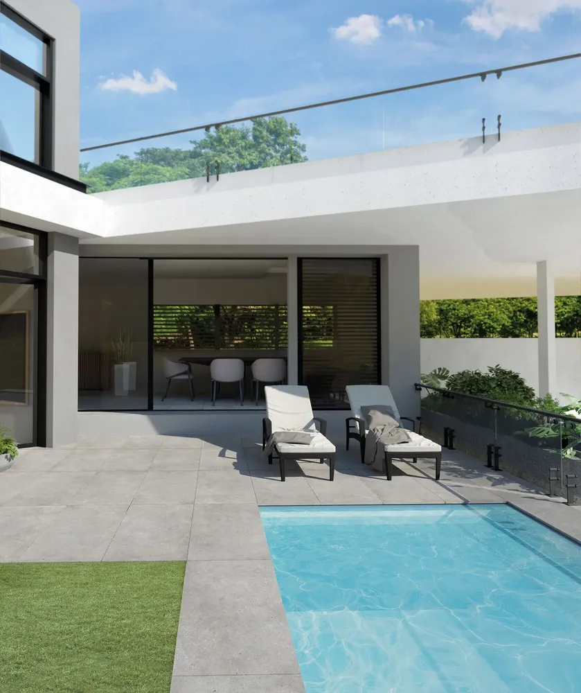 Outdoor floor coverings - Ash Grey Concrete Effect Porcelain Stoneware, Non-Slip, 60x60 cm - EBFE020 (Ceramishop.fr) - CERAMISHOP