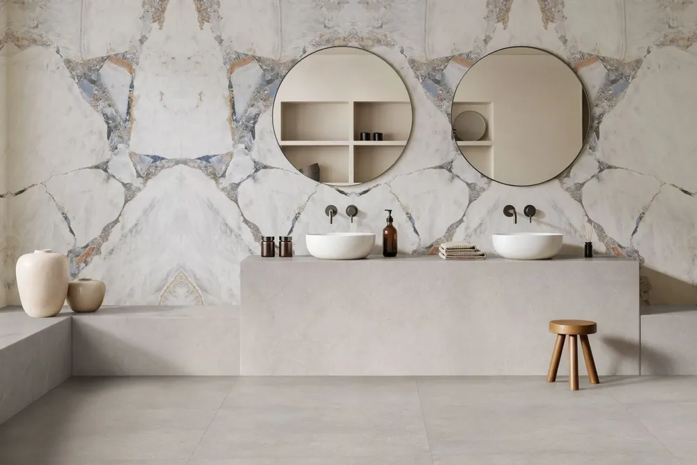 Indoor floor coverings - Precious Marble Effect Porcelain Stoneware, Matte White, 60x120 - EBRP194 (Ceramishop.fr) - CERAMISHOP