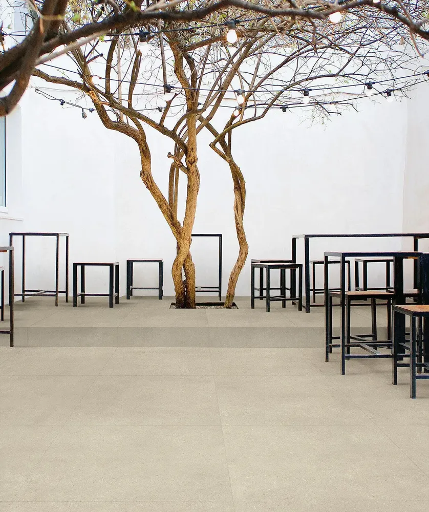 Outdoor floor coverings - Light Grey Concrete Effect Porcelain Stoneware, Non-Slip, 60x60 - EBST012 (Ceramishop.fr) - CERAMISHOP