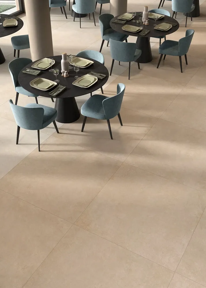 Outdoor floor coverings - Modern Concrete Effect Beige Non-Slip Porcelain Stoneware 60x60 - ECCE410 (Ceramishop.fr) - CERAMISHOP