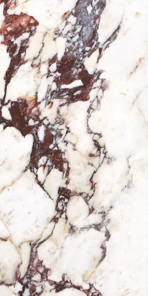 Indoor floor coverings - Calacatta Effect Glossy Purple Porcelain Stoneware 30X60 - ECVA1550 (Ceramishop.fr) - CERAMISHOP