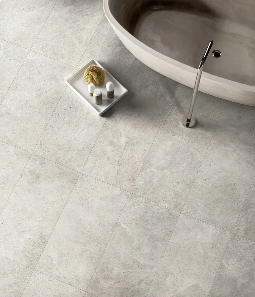 Indoor floor coverings - Deluxe White Matt Stone Effect Porcelain Stoneware RT 60X60 - EGDE1590 (Ceramishop.fr) - CERAMISHOP