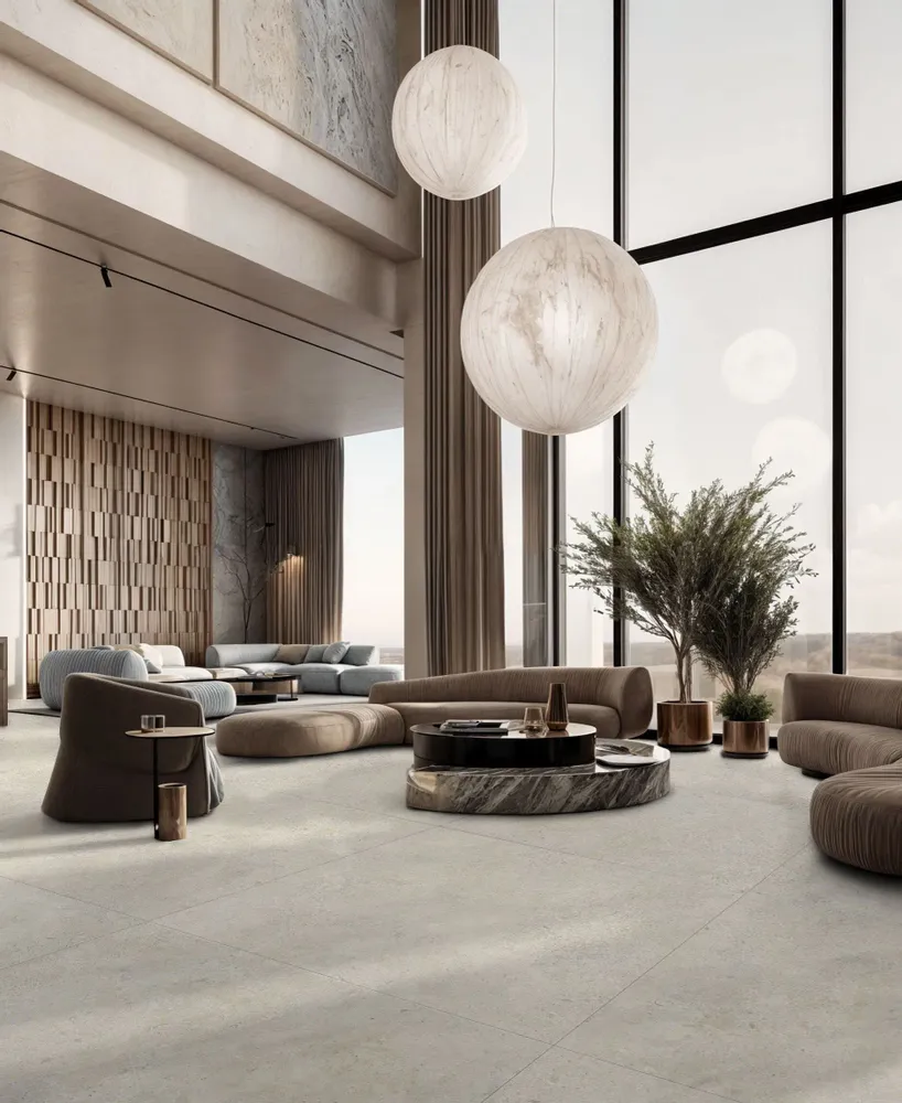 Indoor floor coverings - Modern Natural Stone Effect Porcelain Stoneware, Matte White, RT 60X120 - EHCK1610 (Ceramishop.fr) - CERAMISHOP