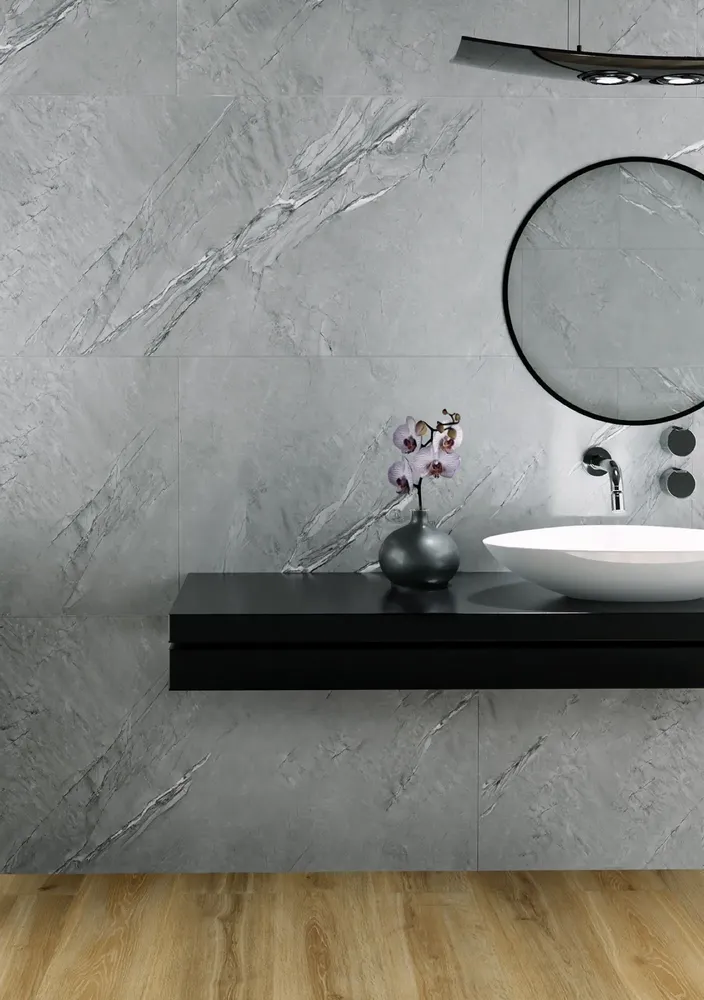 Indoor floor coverings - Stone-effect porcelain stoneware, matte grey, 60x60 cm - ECGY227 (Ceramishop.fr) - CERAMISHOP