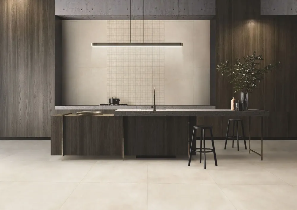 Outdoor floor coverings - Modern Ivory Concrete Effect Porcelain Stoneware, Anti-slip, 60x60 cm - ECME408 (Ceramishop.fr) - CERAMISHOP