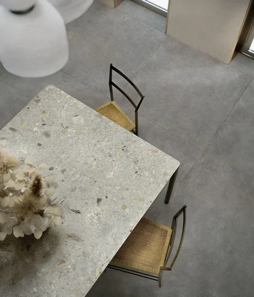 Revêtements sols extérieurs - Grès Cérame Effet Béton Moderne Gris Foncé Antidérapant 60X60 - ECSM414 (Ceramishop.fr) - CERAMISHOP