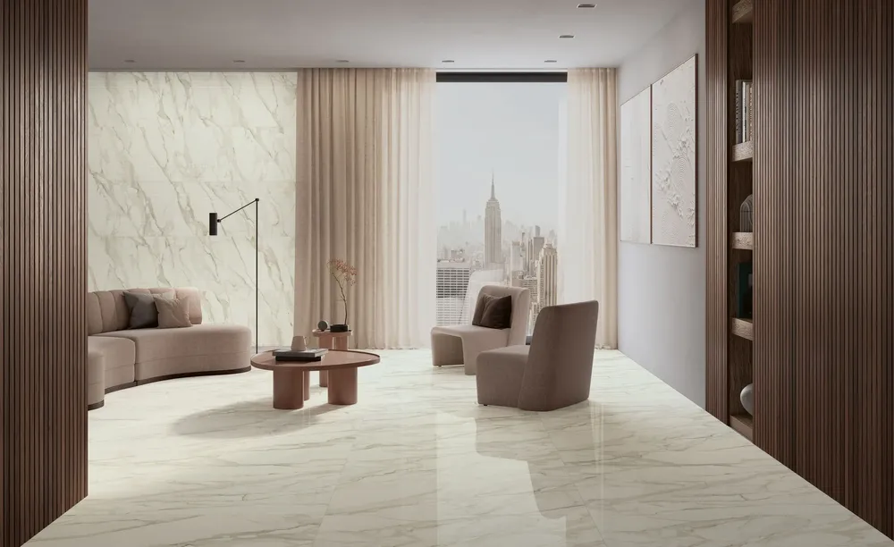 Indoor floor coverings - Calacatta Supreme Gloss Effect Porcelain Stoneware 60X120 - ECSO1536 (Ceramishop.fr) - CERAMISHOP