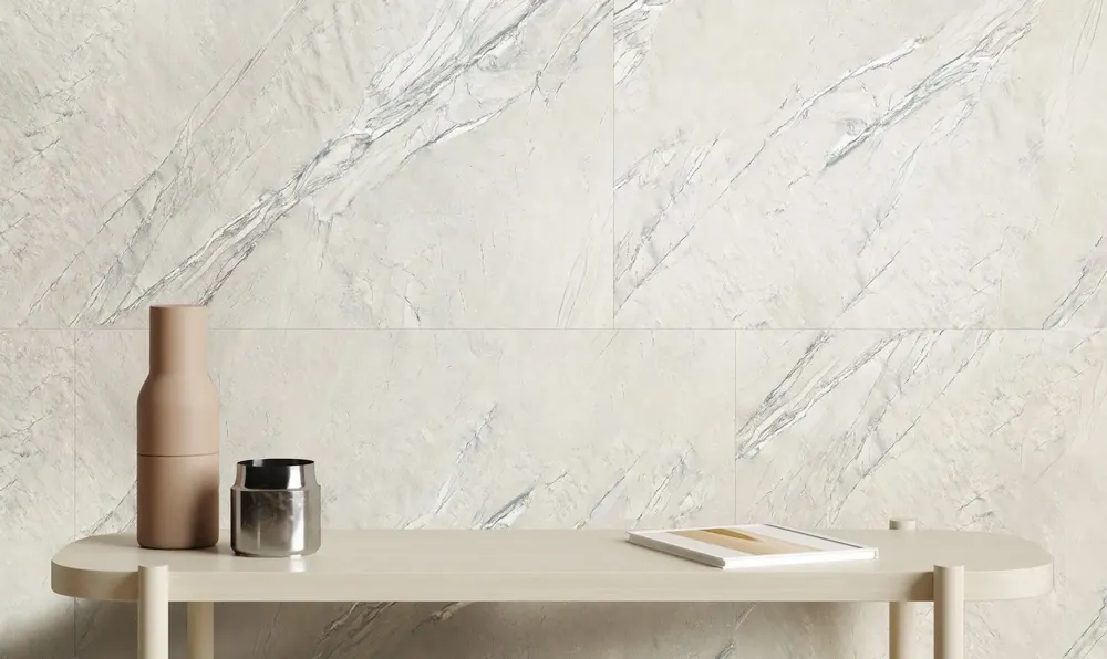 Indoor floor coverings - Stone-effect porcelain stoneware, matte white, 60x60 cm - ECWE225 (Ceramishop.fr) - CERAMISHOP