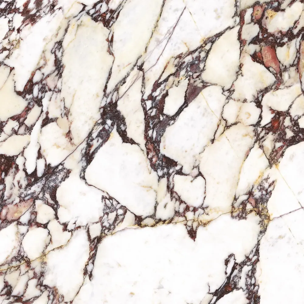 Indoor floor coverings - Calacatta Effect Glossy Purple Porcelain Stoneware 60x60 - ECVA1548 (Ceramishop.fr) - CERAMISHOP