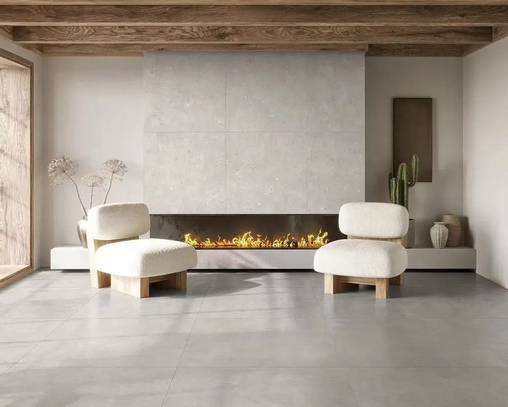 Indoor floor coverings - Natural Concrete Effect Porcelain Stoneware Grey 90x90 - CEGP-0053 (Ceramishop.fr) - CERAMISHOP