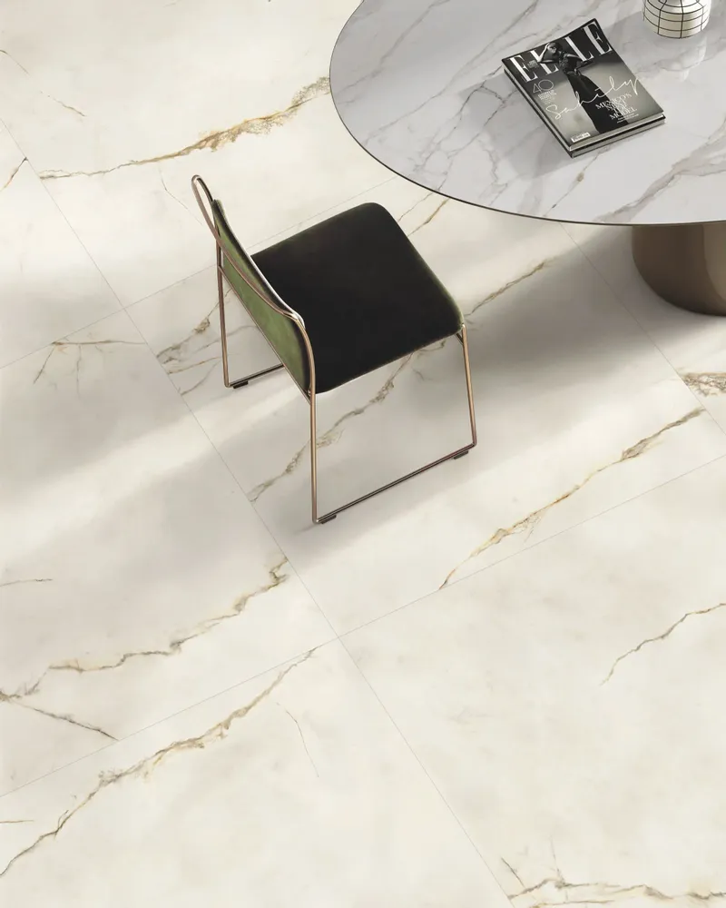 Indoor floor coverings - Calacatta Gold Extra Gloss Marble Effect Porcelain Stoneware 60X120 - EDGD120 (Ceramishop.fr) - CERAMISHOP