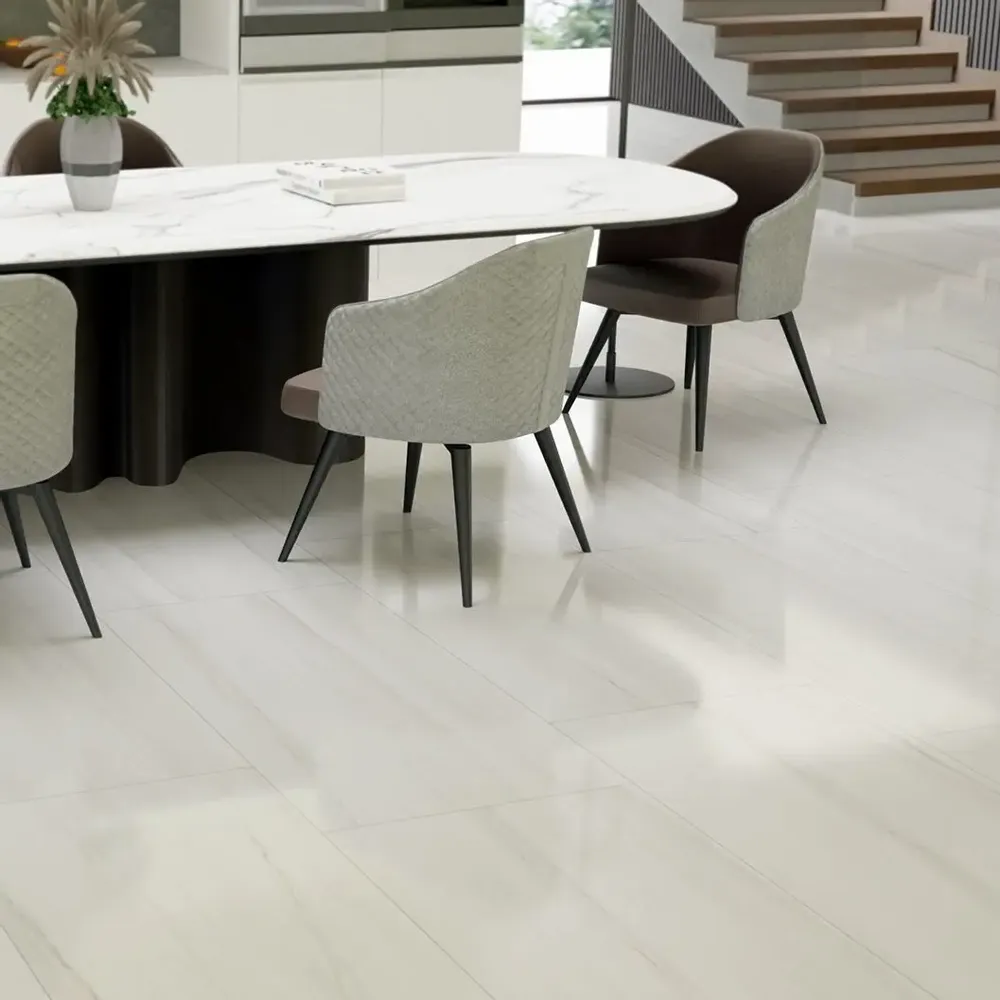 Indoor floor coverings - Glossy Dolomite Marble Effect Porcelain Stoneware 60X120 - EDOE819 (Ceramishop.fr) - CERAMISHOP