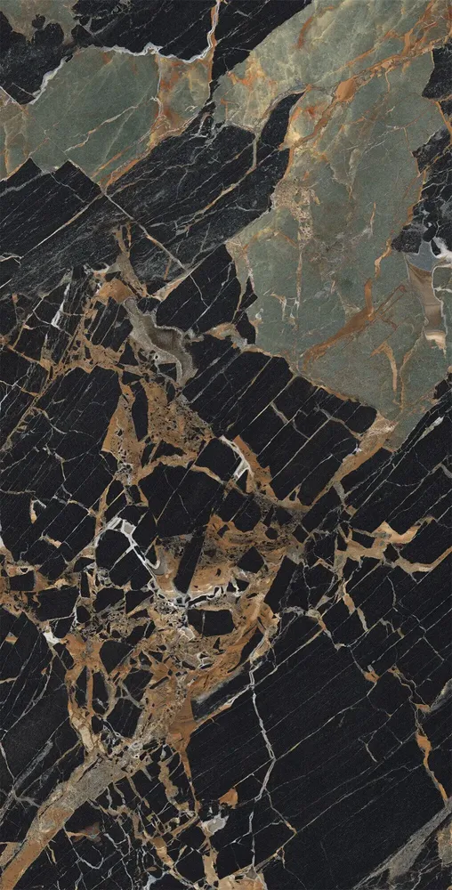 Revêtements sols intérieurs - Grès Cérame Effet Marbre Noir/Vert Brillant 60X120 - EEPS1552 (Ceramishop.fr) - CERAMISHOP