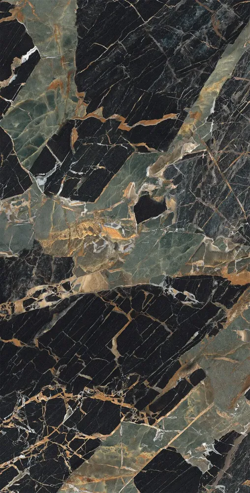 Revêtements sols intérieurs - Grès Cérame Effet Marbre Noir/Vert Brillant 60X120 - EEPS1552 (Ceramishop.fr) - CERAMISHOP