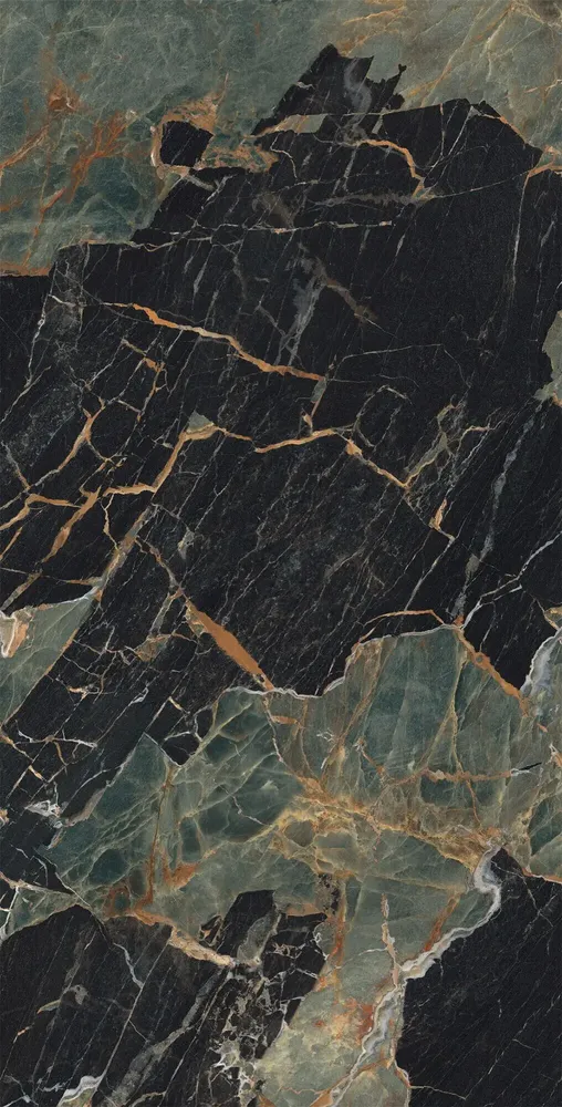 Revêtements sols intérieurs - Grès Cérame Effet Marbre Noir/Vert Brillant 60X120 - EEPS1552 (Ceramishop.fr) - CERAMISHOP